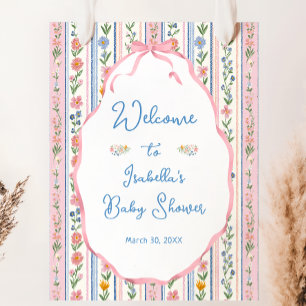 Poster Boas-vindas ao Chá de Bebê Floral Grandmillennial