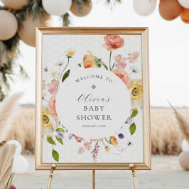 Poster Boas-vindas ao Chá de Bebê Floral Mommy to Bee