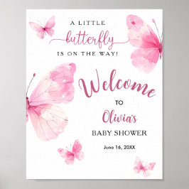 Poster Boas-vindas ao Chá de Bebê Little Butterfly