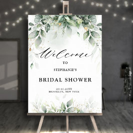 Poster Boas-vindas ao Chá de Bebê / Noiva com Verde Eucal