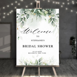 Poster Boas-vindas ao Chá de Bebê / Noiva com Verde Eucal