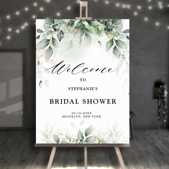 Poster Boas-vindas ao Chá de Bebê / Noiva com Verde Eucal (Criador carregado)