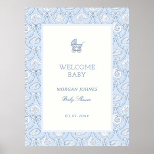 Poster Boas-vindas ao Chá de Bebê Preppy Coquette Costeir