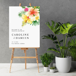 Poster Boas-vindas ao Chá de casamento das Flores Tropica