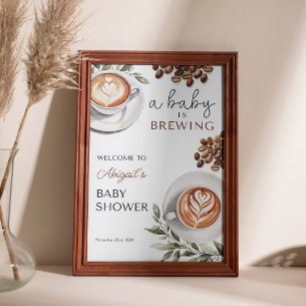 Poster Boas-vindas ao Chá de fraldas de café - O bebê est