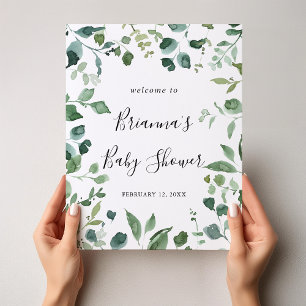 Poster Boas-vindas ao Chá de fraldas de Folha Verde de S