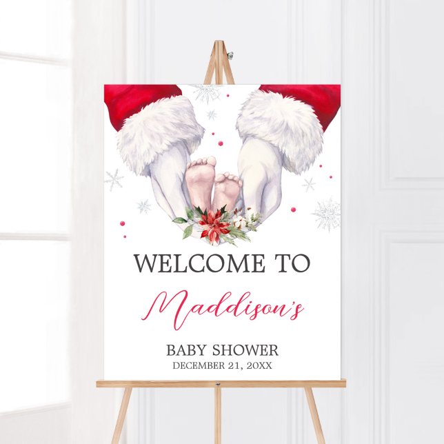 Poster Boas-vindas ao Chá de fraldas de presente Natal (Santa Christmas Greatest Gift Baby Shower Welcome Sign)
