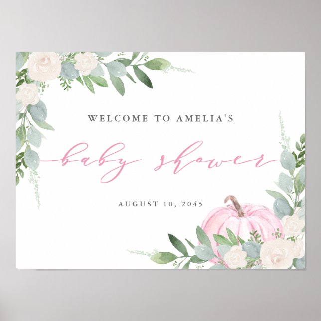 Poster Boas-vindas ao Chá de fraldas de queda de abóbora  (Frente)