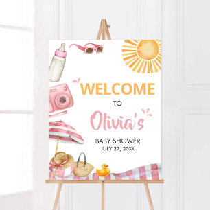 Poster Boas-vindas ao Chá de fraldas de Verão de Praia Ro