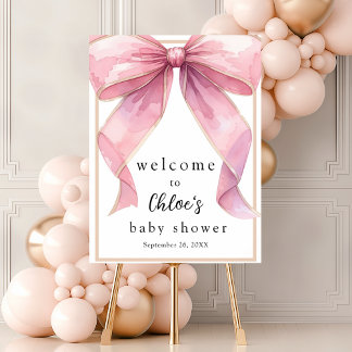 Poster Boas-vindas ao Chá de fraldas do Arco Pink Coquett