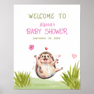 Poster Boas-vindas ao Chá de fraldas do Hedgehog Garden
