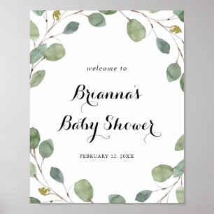 Poster Boas-vindas ao Chá de fraldas Eucalyptus Foliage