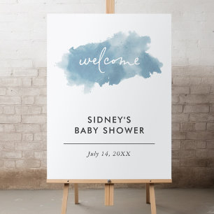 Poster Boas-vindas ao Chá de fraldas Sky Blue Watercolor