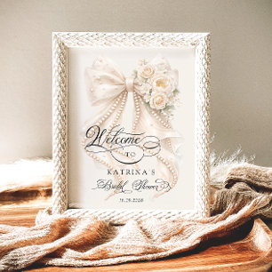Poster Boas-vindas ao Chá de Noiva com Laço Branco