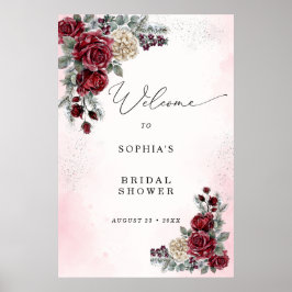 Poster Boas-vindas ao Chá de Noiva de Rosas Congeladas de