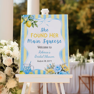 Poster Boas-vindas ao Chá de Noiva Floral Blue Main Squee