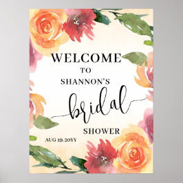Poster Boas-vindas ao Chá de Noiva Floral de Outono
