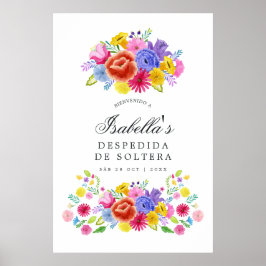 Poster Boas-vindas ao Chá de Noiva Floral Fiesta Espanhol