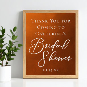 Poster Boas-vindas ao Chá de Noiva Rustic Burnt Orange