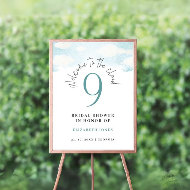 Poster Boas-vindas ao Chá de panela Azul e Branco da Nuve (Criador carregado)