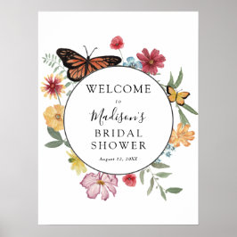 Poster Boas-vindas ao Chá de panela da Borboleta Meadow