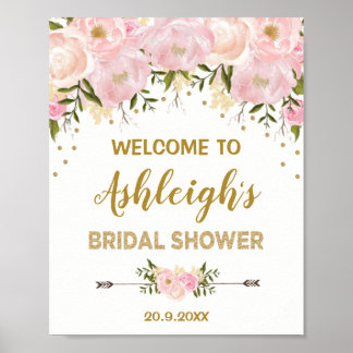 Poster Boas-vindas ao Chá de panela de Peonias Blush Wate
