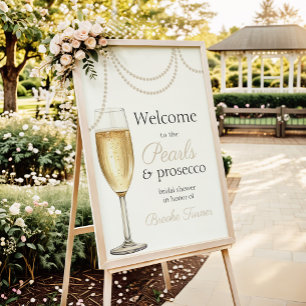 Poster Boas-vindas ao Chá de panela de Pérolas e Prosecco
