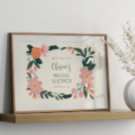 Poster Boas-vindas ao Chá de panela Floral Rosa Personali<br><div class="desc">Seja bem-vindo aos seus convidados com estilo com este Poster de Boas-vindas do Chá de panela Floral Cor-de-rosa. Apresentando um delicado design de flores cor-de-rosa, este poster adiciona um toque de elegância e calor ao seu chá de panela. Personalize com seu nome e detalhes do evento para criar uma entrada...</div>