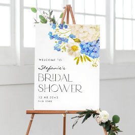 Poster Boas-vindas ao Chá de panela Hydrangeas Azul e Bra