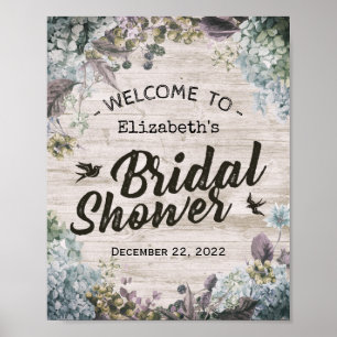 Poster Boas-vindas ao chá de panela Madeira Floral Russa 