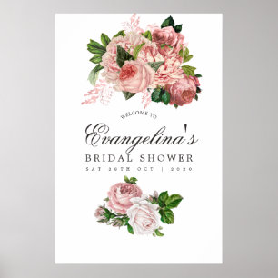 Poster Boas-vindas ao Chá de panela Vintage Blush e Burgu
