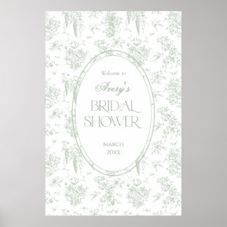 Poster Boas-vindas ao Chuveiro de Noiva Floral Toile Vint