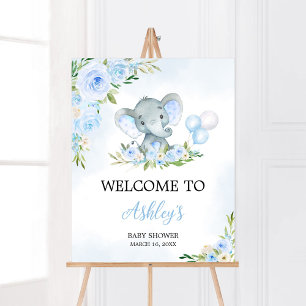 Poster Boas-vindas ao Elefante Floral Blue Balloon