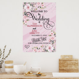 Poster Boas-vindas ao Fosco rosa Hibiscus Wedding
