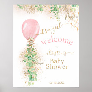 Poster Boas-vindas ao Glitter Dourado Eucalyptus Balloon