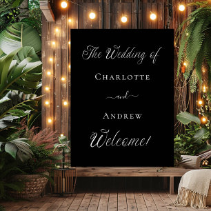 Poster Boas-vindas ao guião preto de casamento