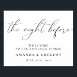 Poster Boas-vindas ao Janto de ensaio de casamento<br><div class="desc">Este sinal é a forma perfeita de dar as boas-vindas aos convidados do seu janto de ensaio.</div>