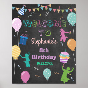 Poster Boas-vindas ao Jump Birthday Chalkboard Kid Trampo