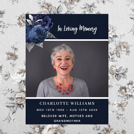 Poster Boas-vindas ao memorial floral azul-funerário