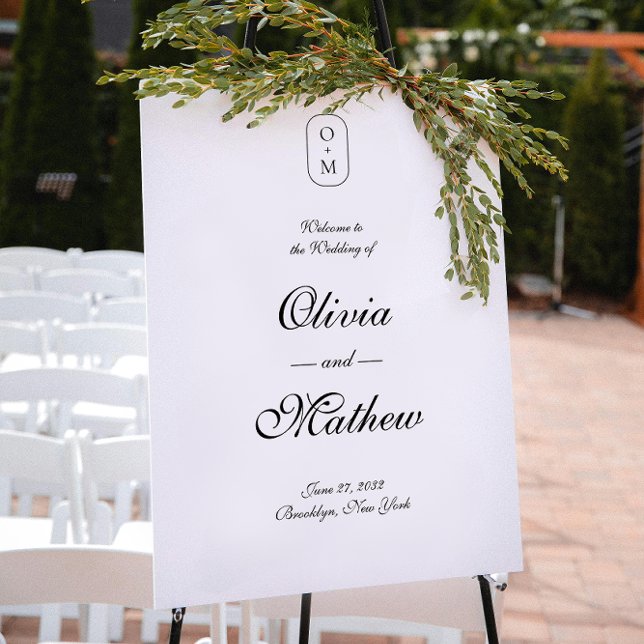 Poster Boas-vindas ao Monograma de Script Formal Elegante (Criador carregado)