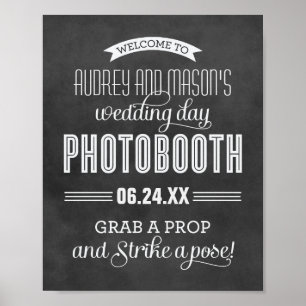 Poster Boas-vindas ao Photobooth de Casamento Preto