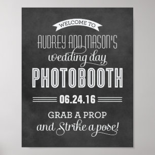 Poster Boas-vindas ao Photobooth de Casamento Preto