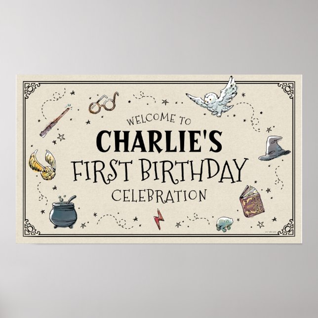 Poster Boas-vindas ao Primeiro Aniversário de Harry Potte (Frente)