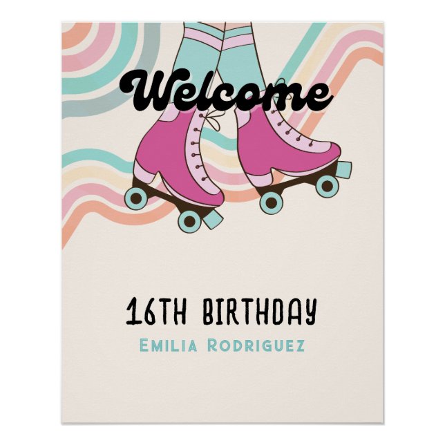 Póster Boas-vindas ao Rock and ROLL Roller Party (Frente)