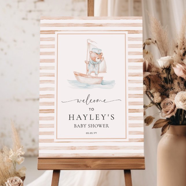 Poster Boas-vindas ao Sailor Bear Tan Stripe (Criador carregado)