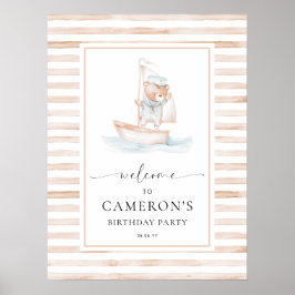 Poster Boas-vindas ao Sailor Bear Tan Stripe