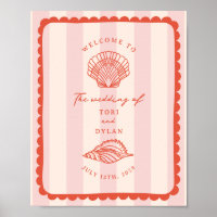 Boas-vindas ao Seashells Scalloped Border Stripe