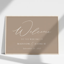 Poster Boas-vindas ao Taupe do Script Elegante Moderno