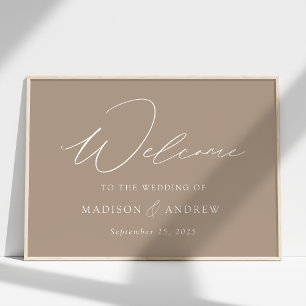 Poster Boas-vindas ao Taupe do Script Elegante Moderno
