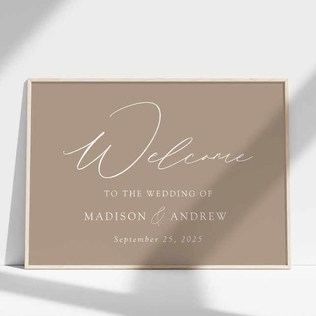 Poster Boas-vindas ao Taupe do Script Elegante Moderno (Criador carregado)